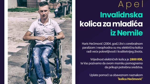 Read more about the article Apel: Invalidska kolica za mladića iz Nemile